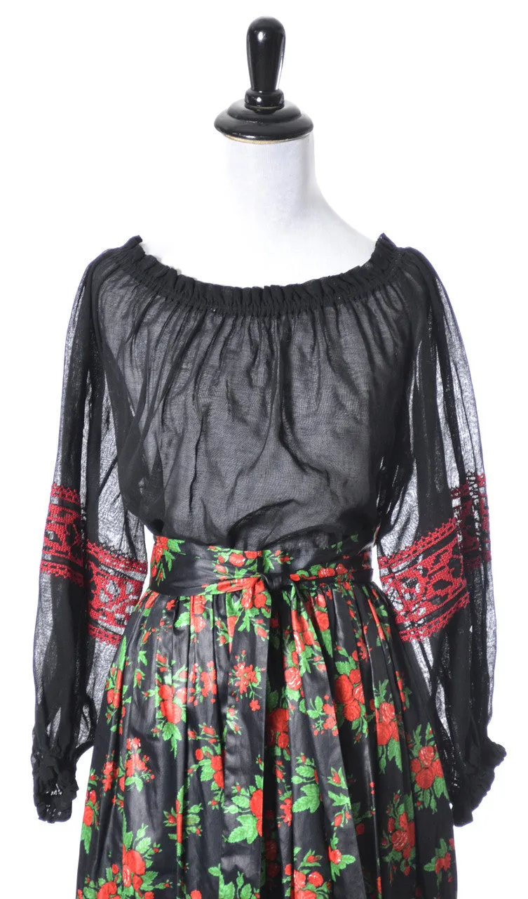 1970s Vintage Yves Saint Laurent Rive Gauche Russian Style Skirt