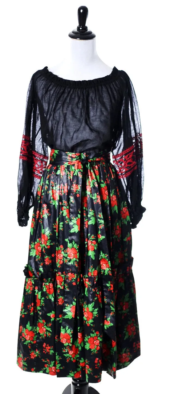 1970s Vintage Yves Saint Laurent Rive Gauche Russian Style Skirt
