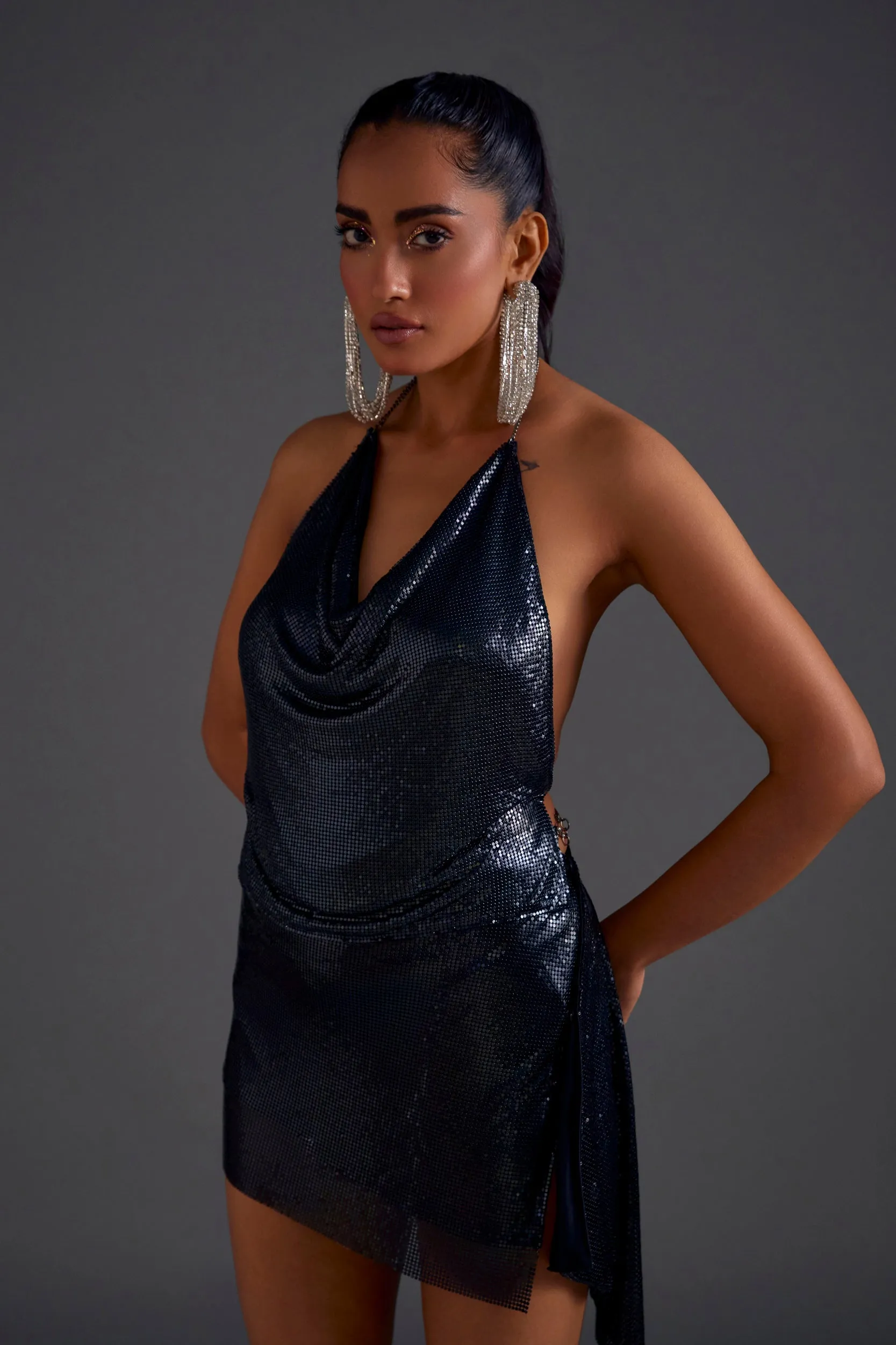 Black-Blue Chainmail Skirt