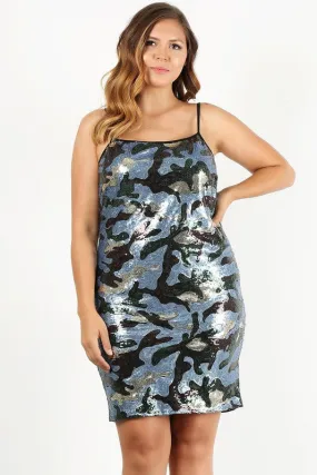 CAMO SEQUIN DRESS