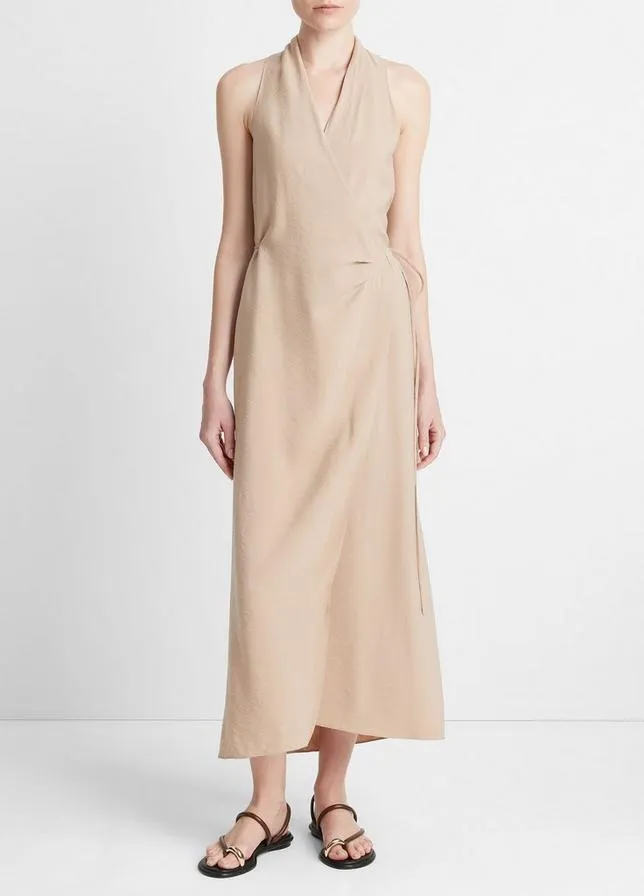DRAPED NECK WRAP DRESS