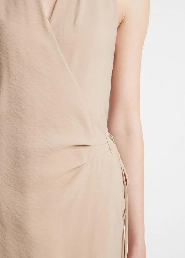 DRAPED NECK WRAP DRESS