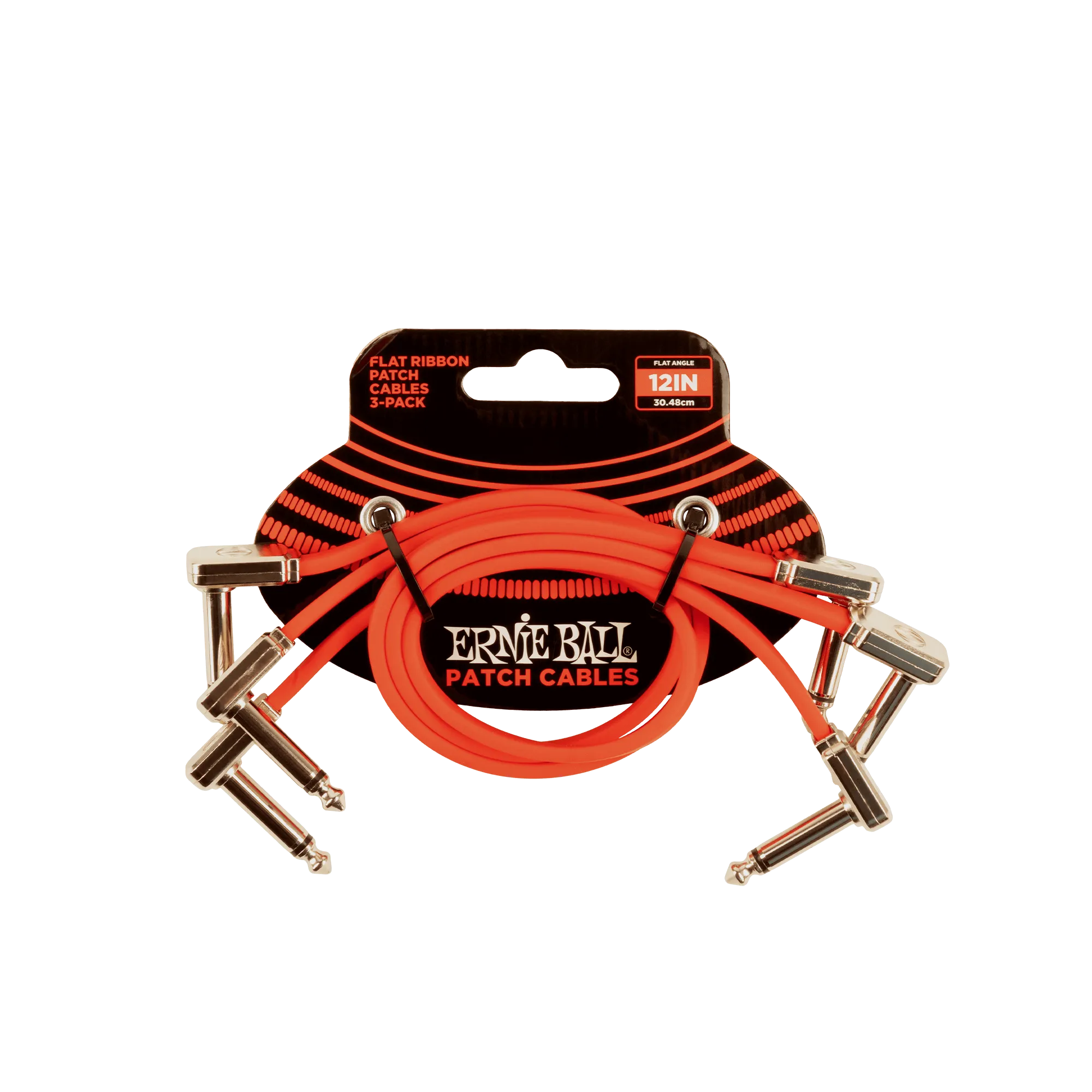 Ernie Ball 12 Flat Ribbon Patch Cable Red 3-Pack