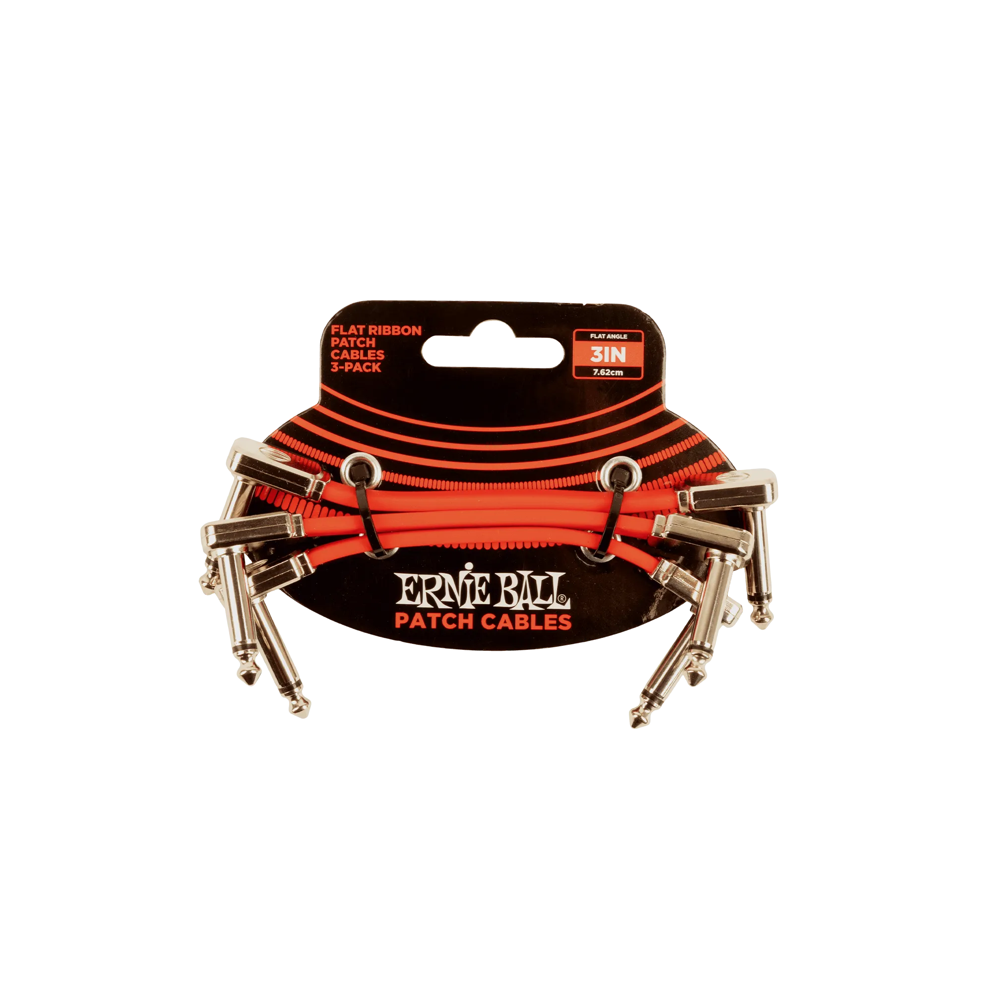 Ernie Ball 3 Flat Ribbon Patch Cable Red 3-Pack