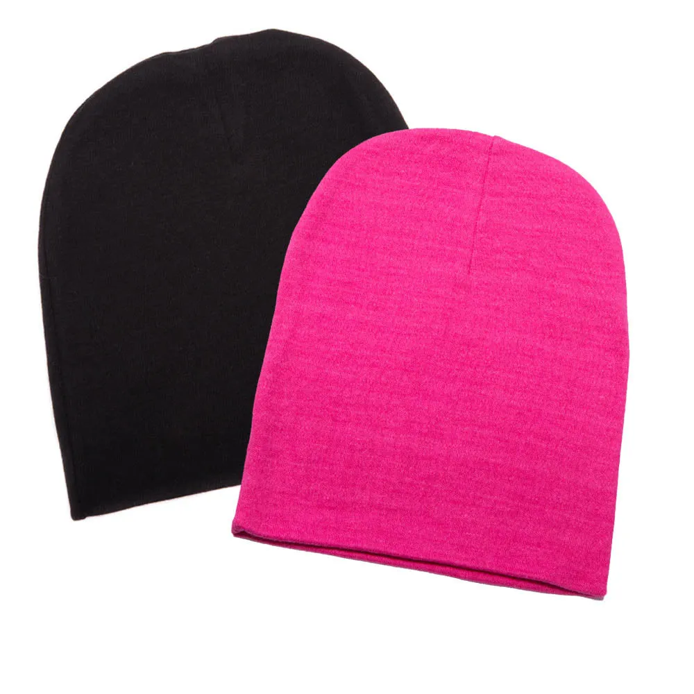 Infant Baby 100% Cotton Knit Beanie Cap Hat Plain - Pack of 2