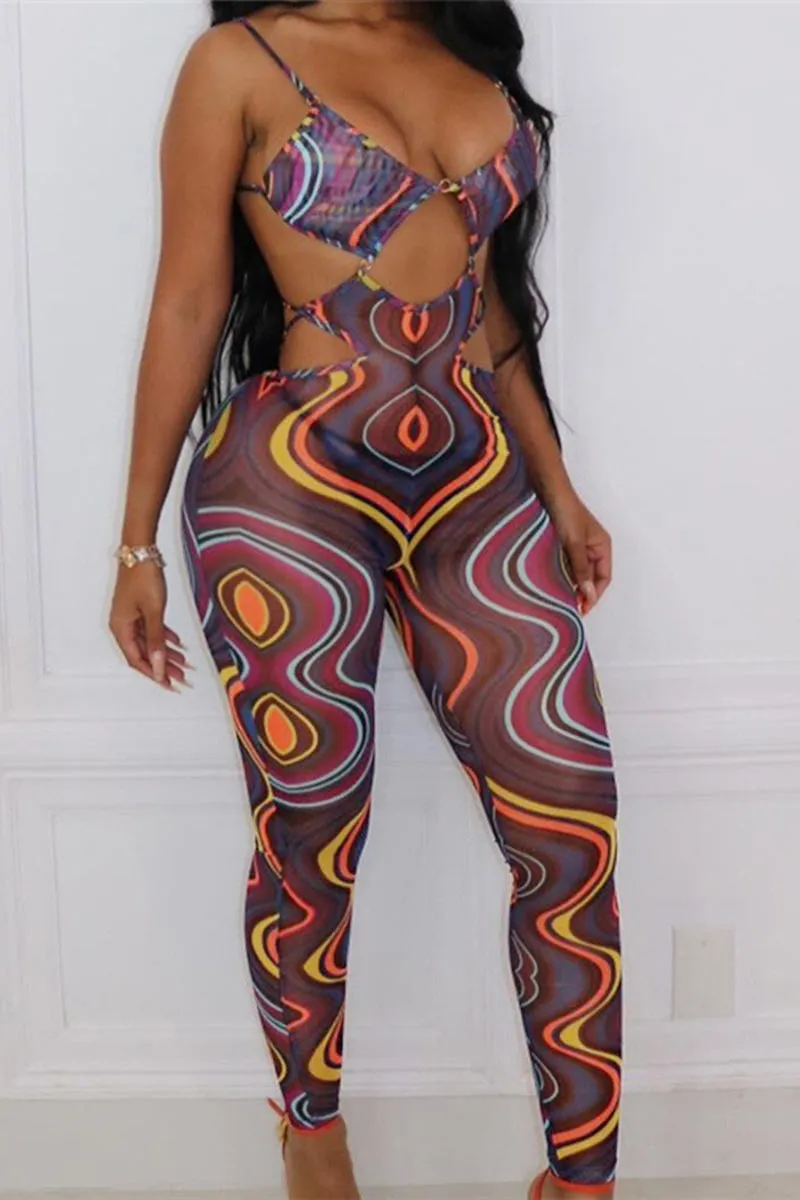 JD621 Graphic Mesh Jumpsuits