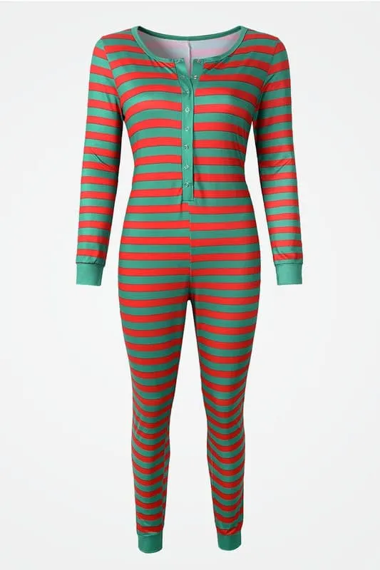 JK321 Holiday Stripe Onesie Pajamas