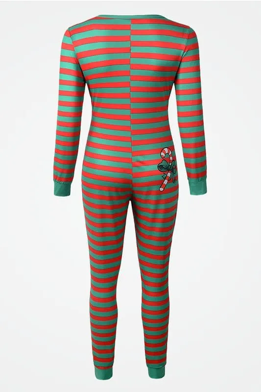 JK321 Holiday Stripe Onesie Pajamas