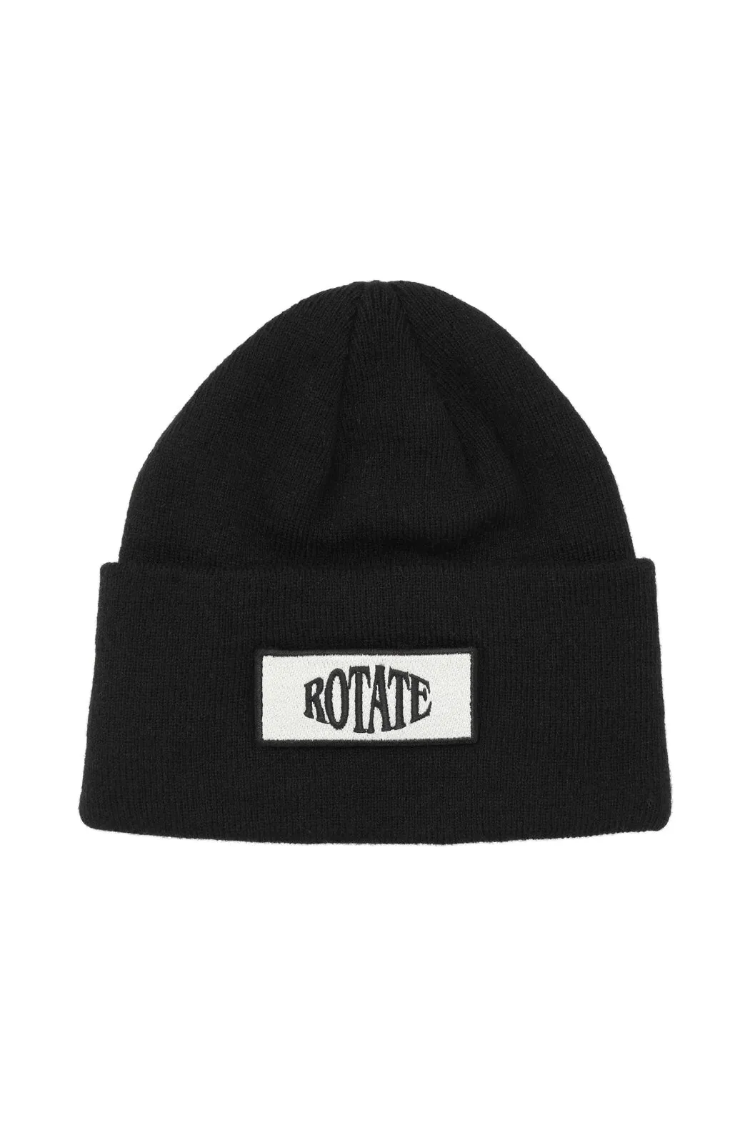 Knitted Beanie W. Patch - Black