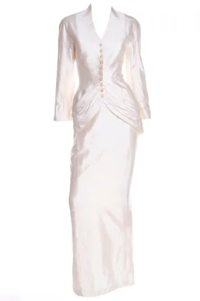 Rare Thierry Mugler Cream Silk Evening Dress Alternative Jacket & Skirt