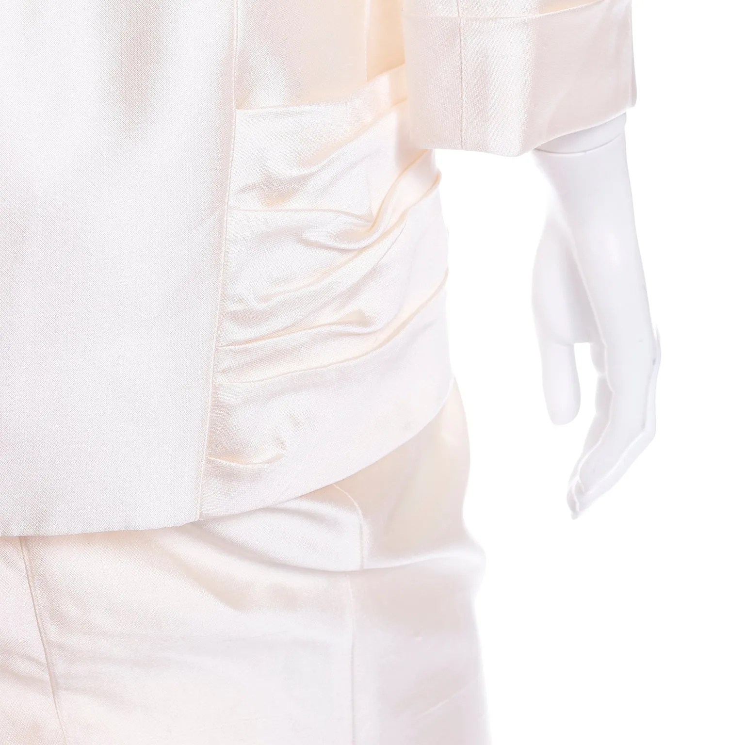 Rare Thierry Mugler Cream Silk Evening Dress Alternative Jacket & Skirt