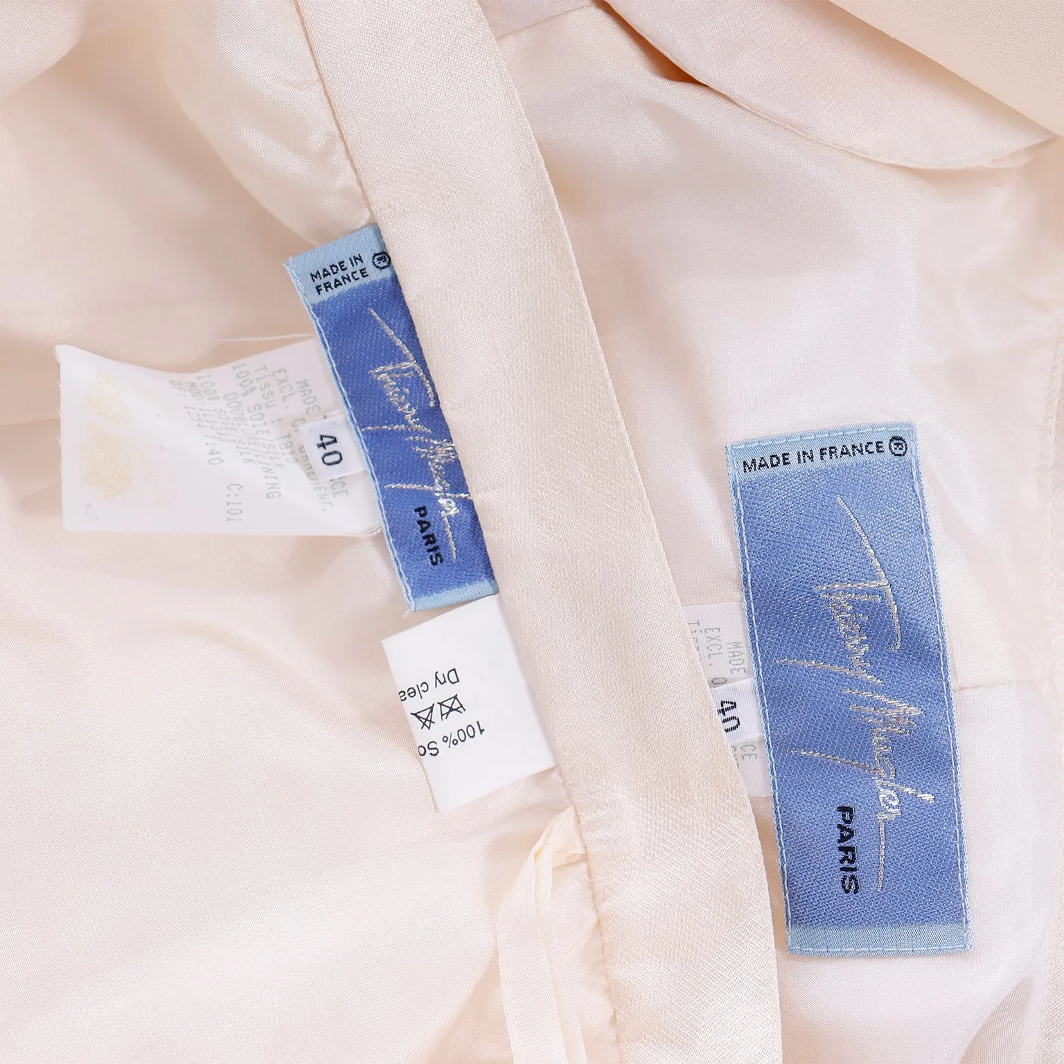 Rare Thierry Mugler Cream Silk Evening Dress Alternative Jacket & Skirt