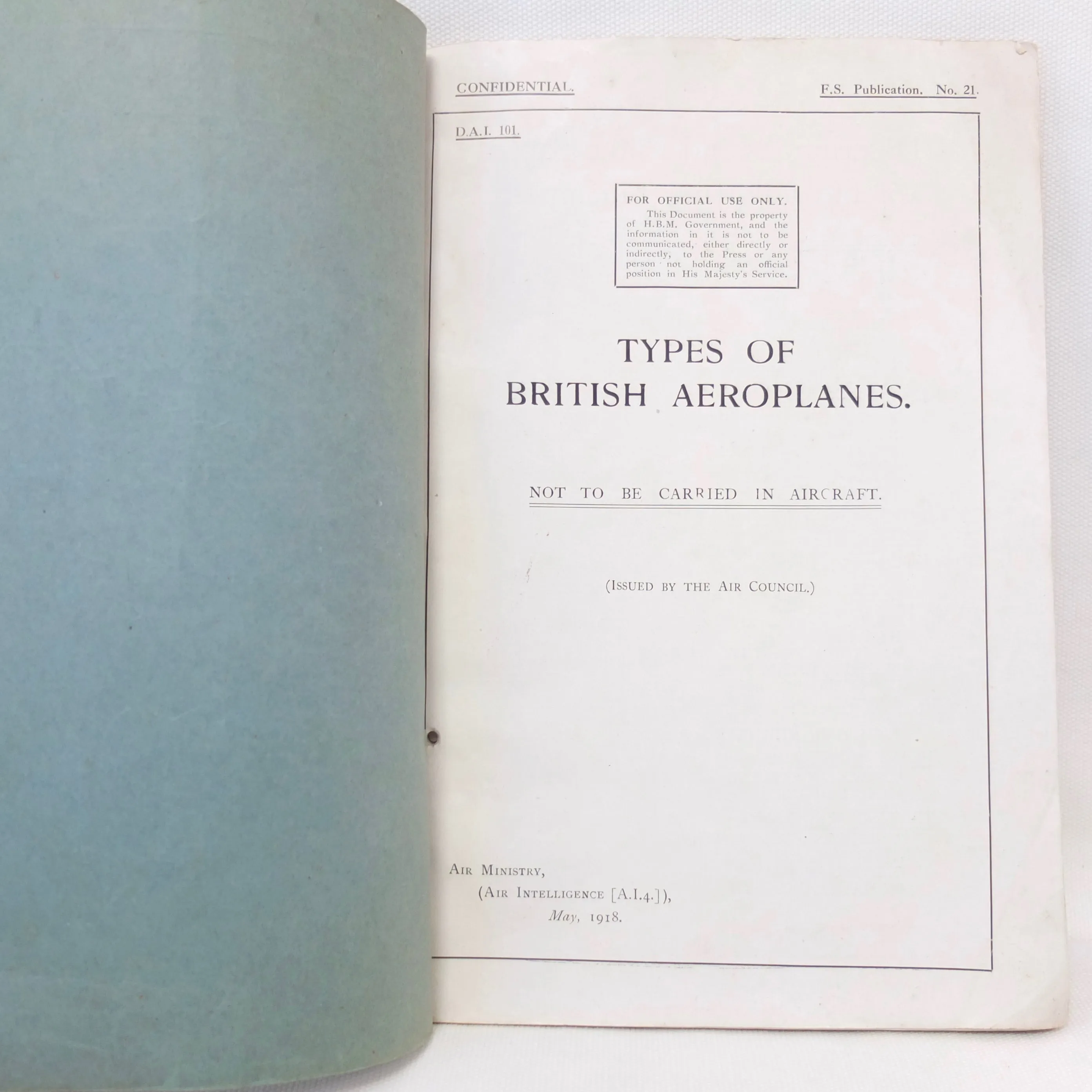 Royal Air Force British Aeroplanes (1918)