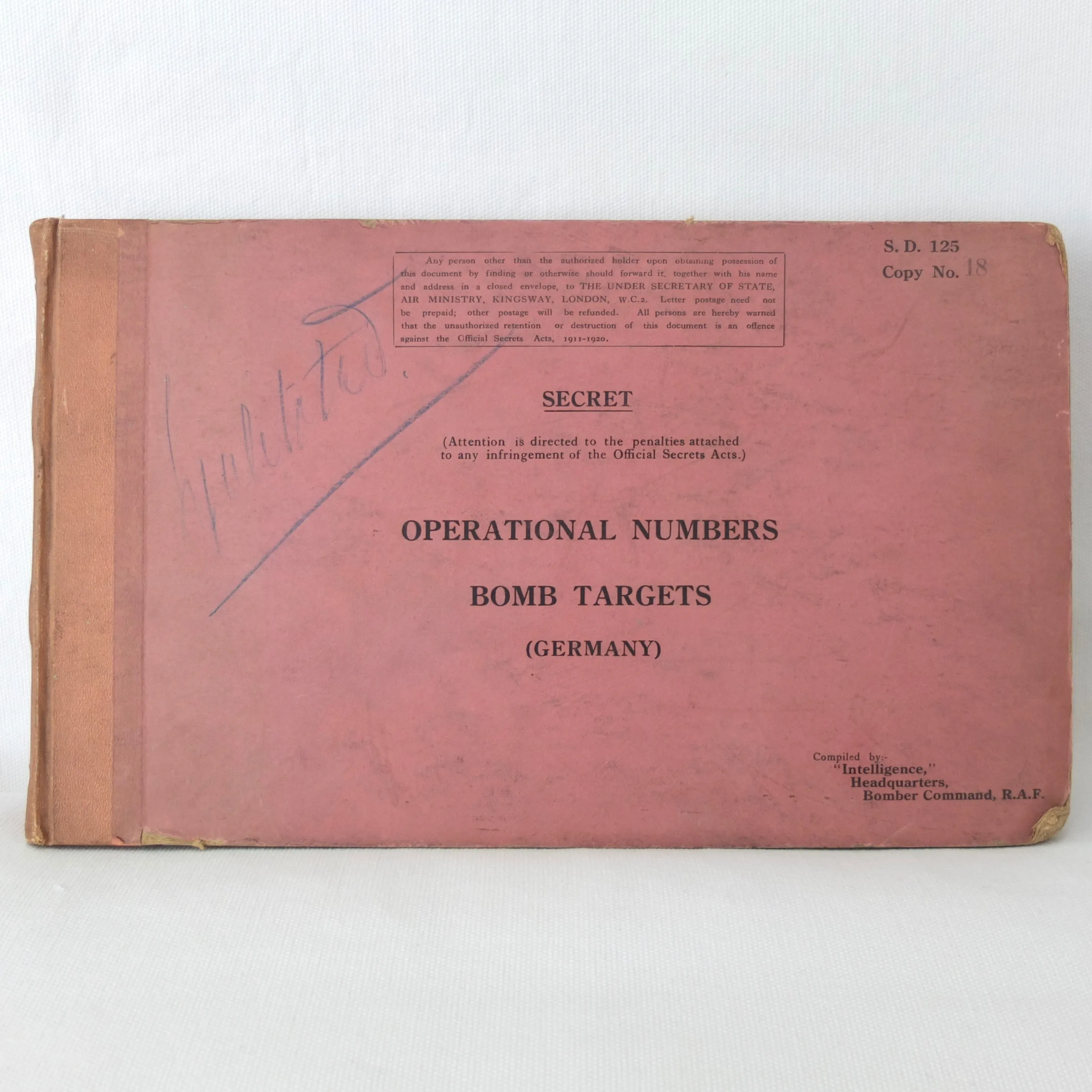 Secret RAF Bomber Command Targets Manual (1939)