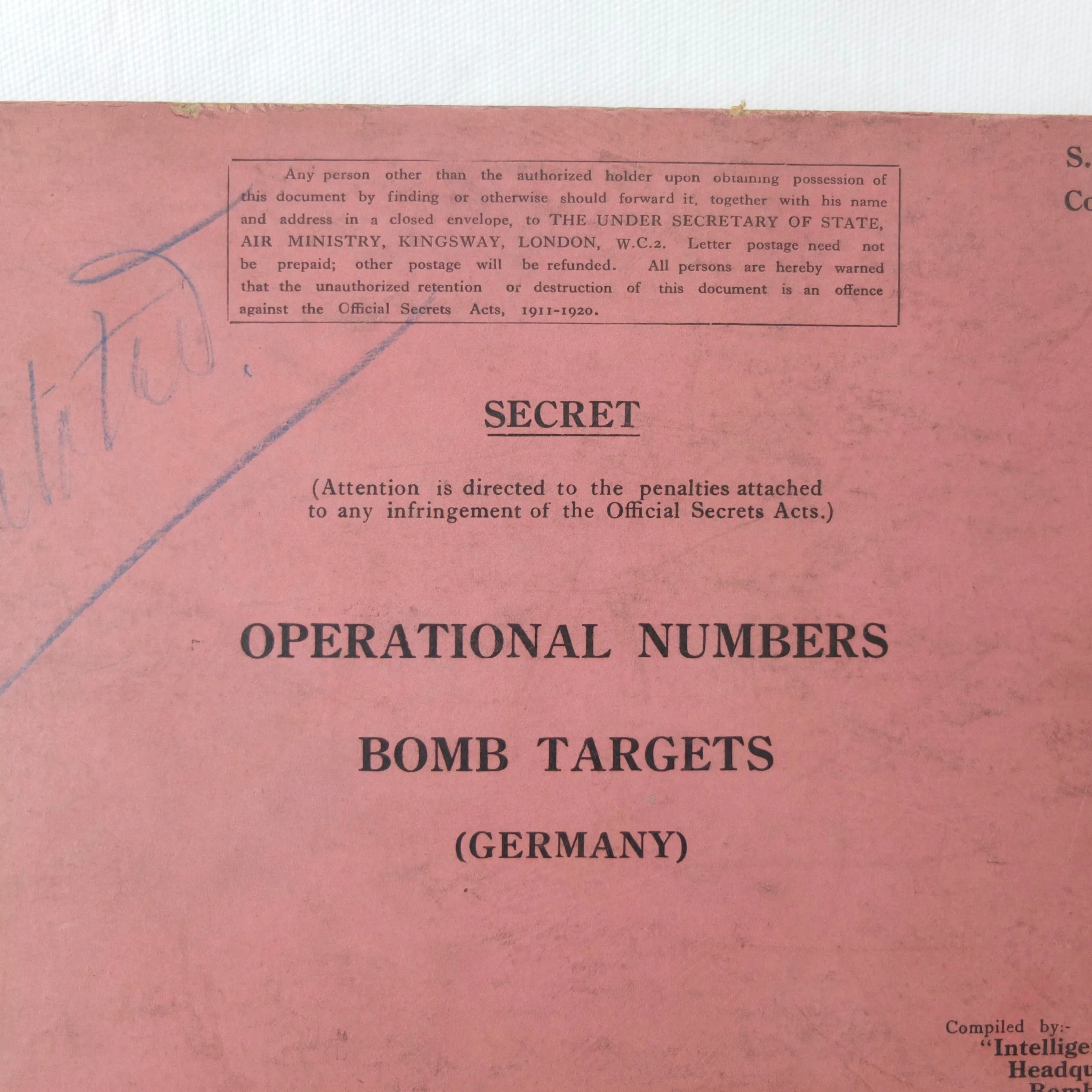 Secret RAF Bomber Command Targets Manual (1939)