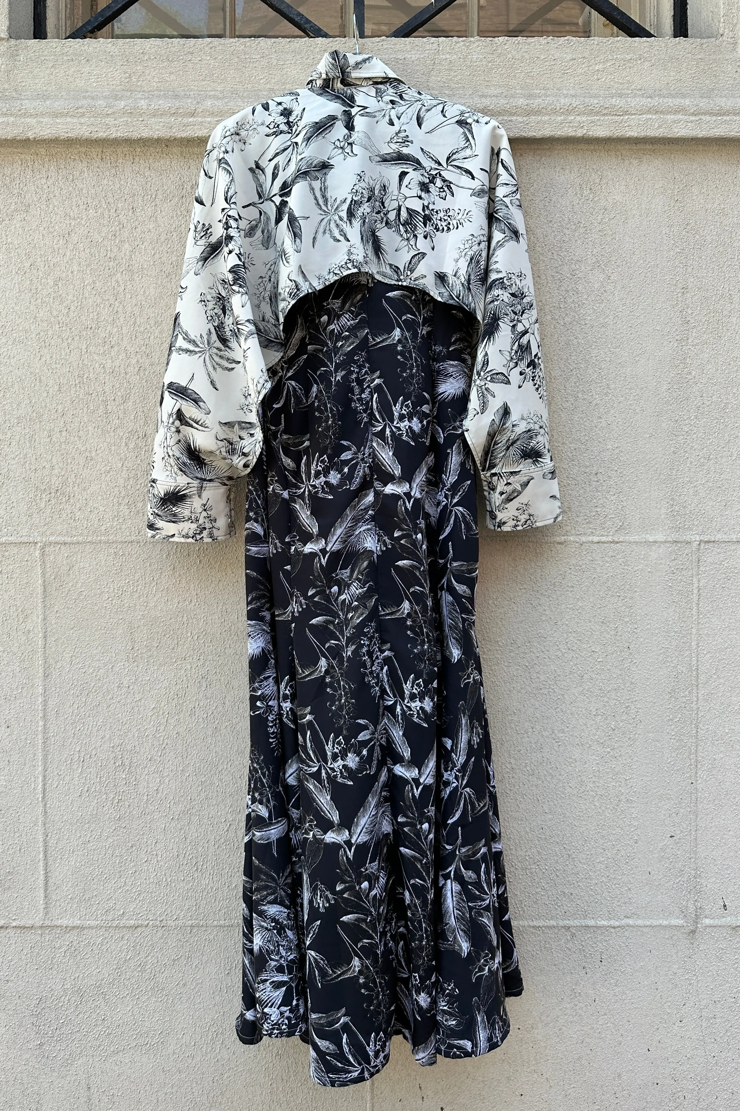 Thebe Magugu - Split Print Porcelain Dress: Bone & Black