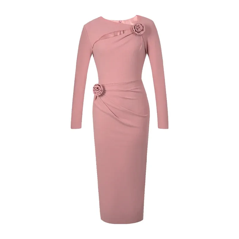 Trend4us Rosette Elegance Draped Midi Dress