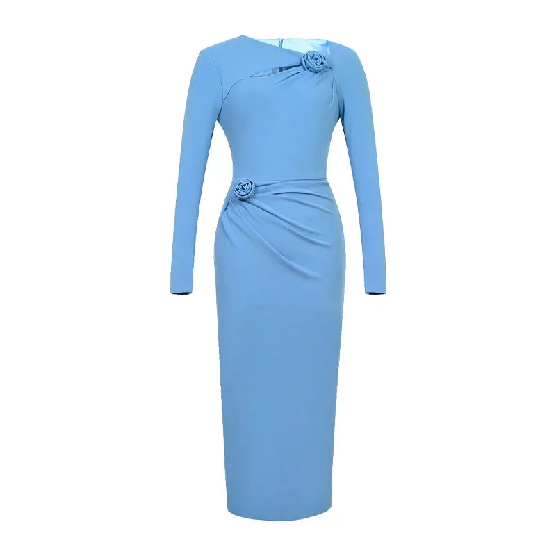 Trend4us Rosette Elegance Draped Midi Dress