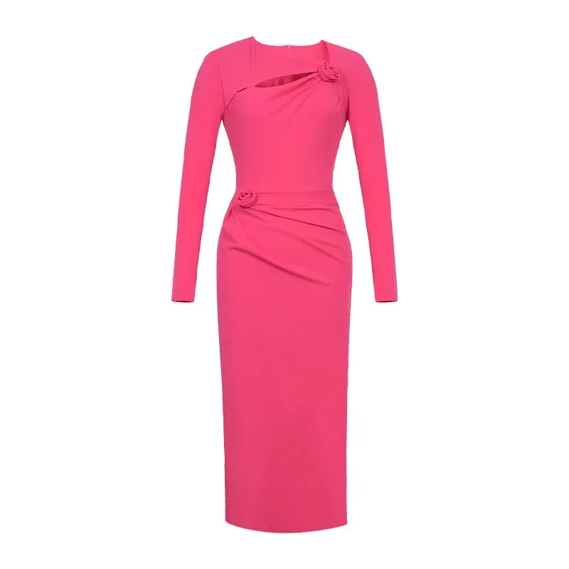 Trend4us Rosette Elegance Draped Midi Dress