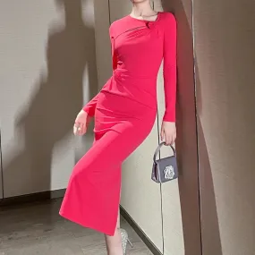 Trend4us Rosette Elegance Draped Midi Dress