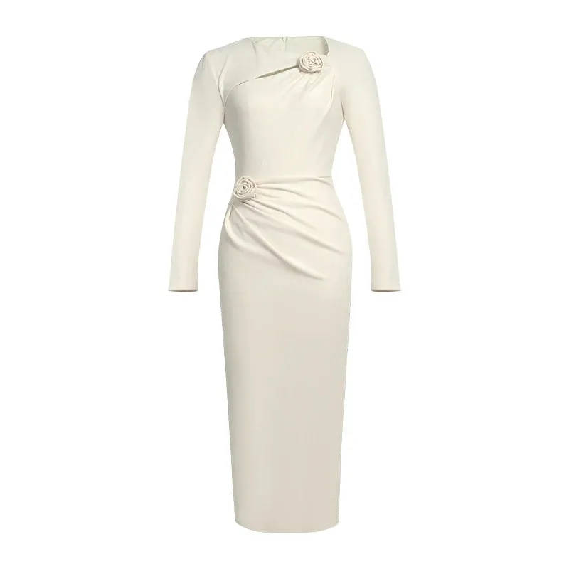 Trend4us Rosette Elegance Draped Midi Dress