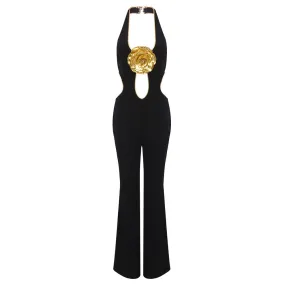 Trend4us Women's Edgy Cutout Halter Jumpsuit